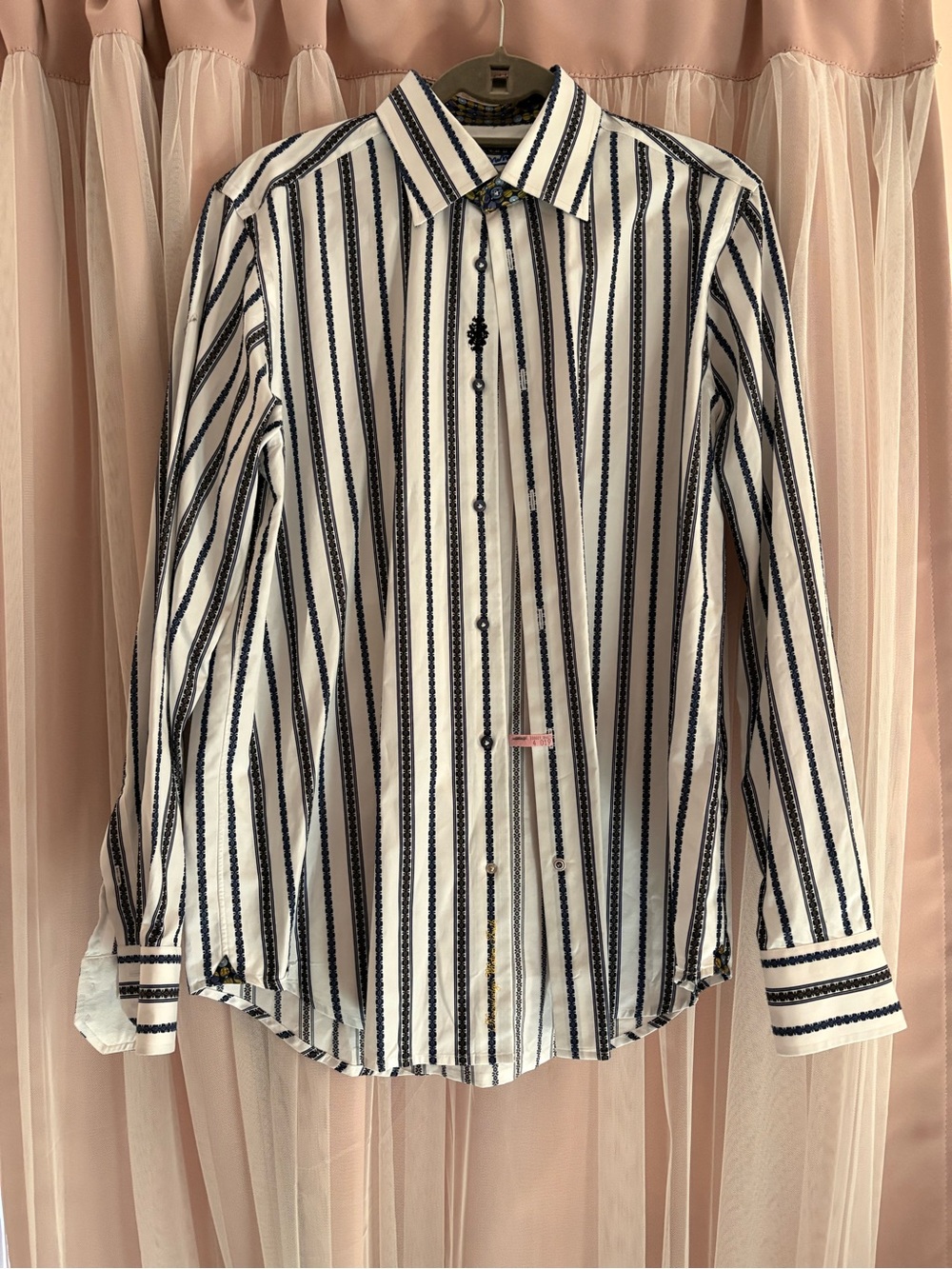 Robert Graham Designer Button Up Long Sleeve Striped Dress Shirt M/L